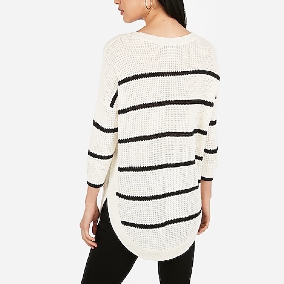 Express Sweaters - Express - Striped Bateau Neck Circle Hem Sweater- Size Medium